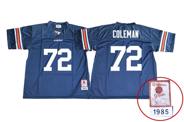 1985 Throwback Youth #72 Shon Coleman Auburn Tigers College Football Jerseys Sale-Navy